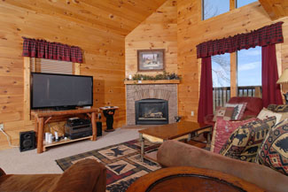 Pigeon Forge Two Bedroom Cabins with a large living room area